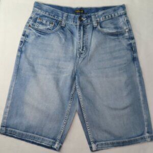 Helix Mens Jean Shorts Denim Jorts Blue Faded Instinct is a Virtue Size 32